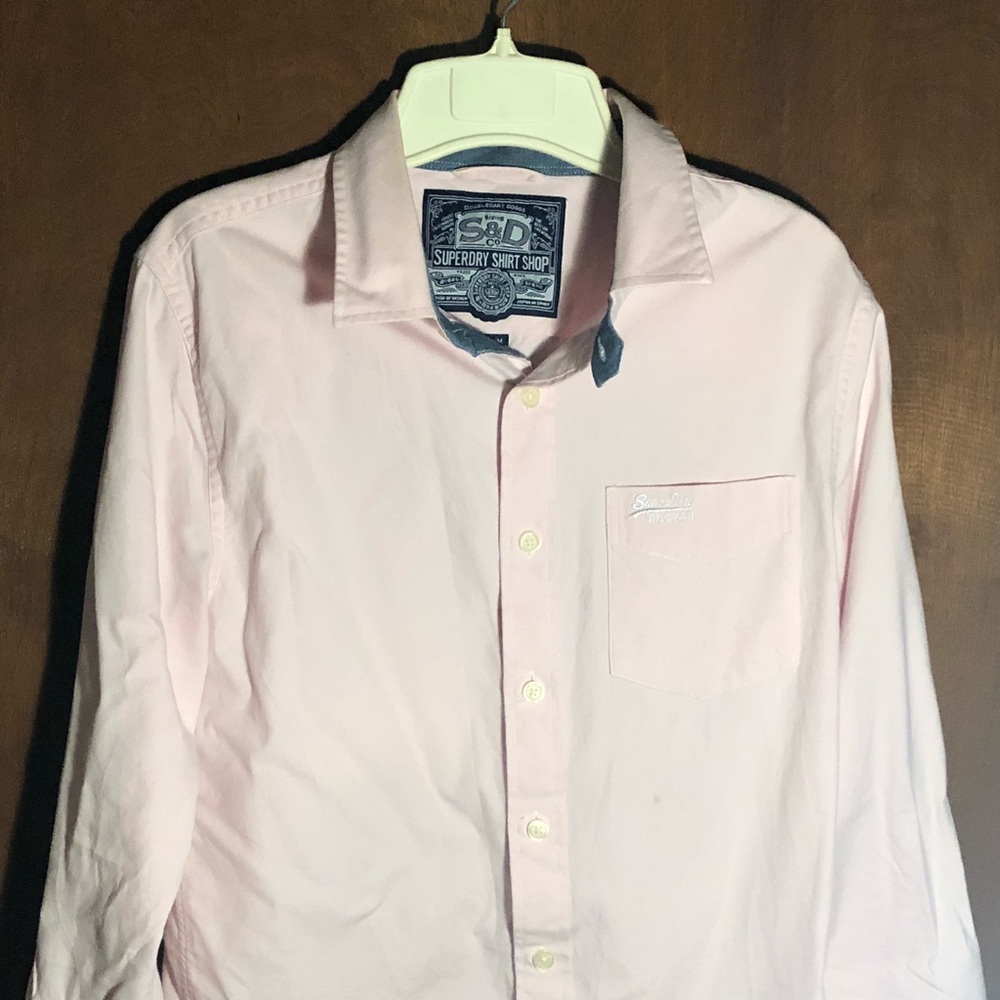 Superdry Pink Button Up Long Sleeved Dress Shirt
